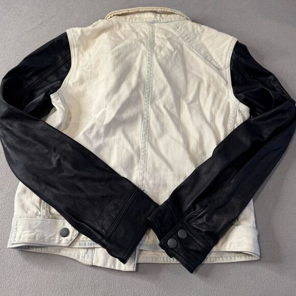 Rag & Bone denim and Leather Moto Jacket Natural Size S Women’s - Picture 3 of 16